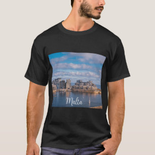 マルタのスリエマ港と超高層ビル Tシャツ