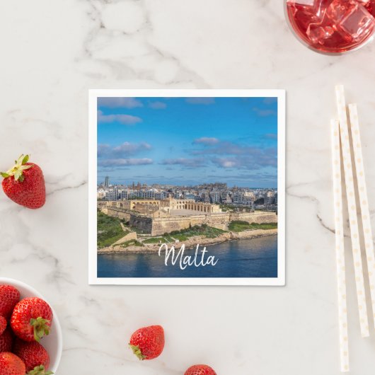 マルタのスリーマのパノラマの景色 スタンダードカクテルナプキン (インサイチュ)
