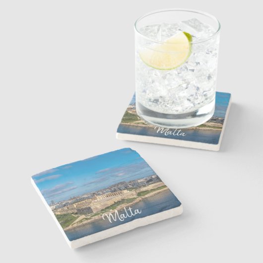 マルタのスリーマのパノラマの景色 ストーンコースター (横)