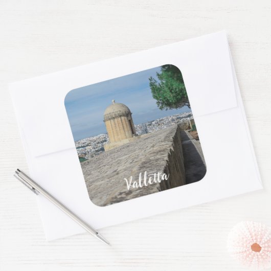 マルタのバレッタの旧市街壁の砲塔 スクエアシール (封筒)