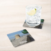 マルタのバレッタの旧市街壁の砲塔 スクエアペーパーコースター (インサイチュ)