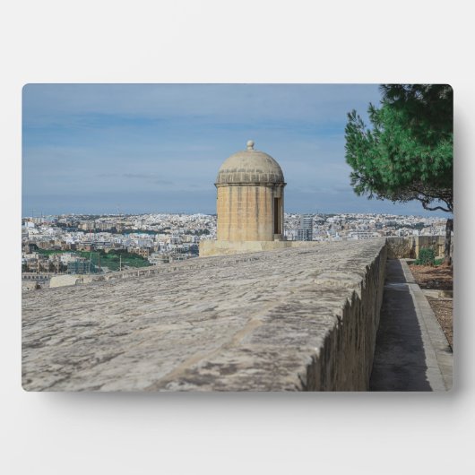 マルタのバレッタの旧市街壁の砲塔 フォトプラーク (正面)