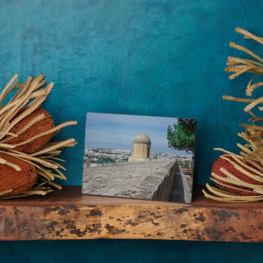 マルタのバレッタの旧市街壁の砲塔 フォトプラーク (側面)