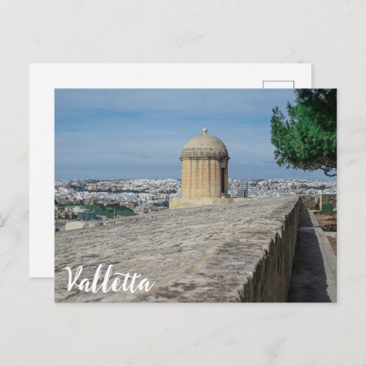 マルタのバレッタの旧市街壁の砲塔 ポストカード (正面/裏面)