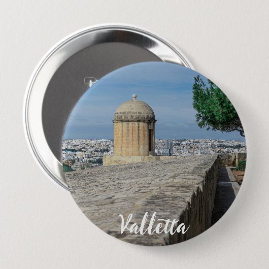 マルタのバレッタの旧市街壁の砲塔 缶バッジ (正面&裏面)