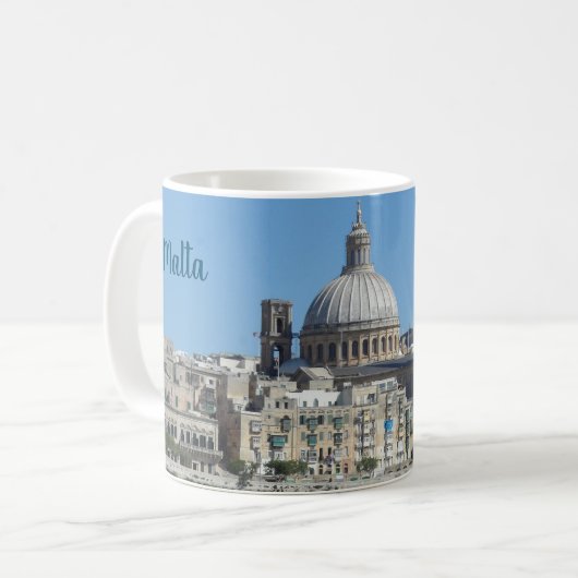 マルタのバレッタ市の風景のお土産 コーヒーマグカップ (正面左)