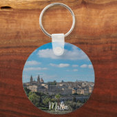 マルタのバレッタ旧市街のパノラマビュー キーホルダー (正面)