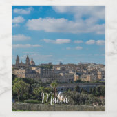 マルタのバレッタ旧市街のパノラマビュー ワインラベル (シングルラベル)