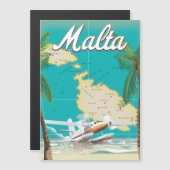 マルタのビーチと地図の旅行ポスター (正面/裏面)