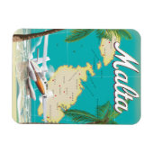 マルタのビーチと地図の旅行ポスター マグネット (横)