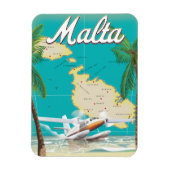 マルタのビーチと地図の旅行ポスター マグネット (縦)