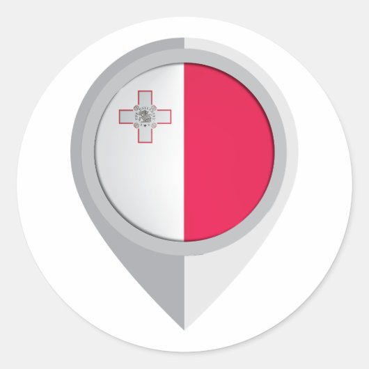 マルタのピン位置フラグ ラウンドシール (正面)