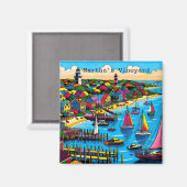 マルタのブドウ園 |抽象芸術カラフルアート マグネット (正面/裏面)