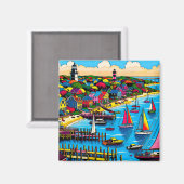 マルタのブドウ園 |抽象芸術カラフルアート マグネット (正面/裏面)