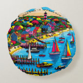 マルタのブドウ園 |抽象芸術カラフルアート ラウンドクッション (裏面)