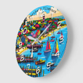 マルタのブドウ園 |抽象芸術カラフルアート ラージ壁時計 (傾斜)
