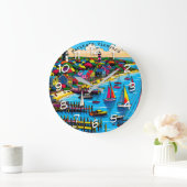 マルタのブドウ園 |抽象芸術カラフルアート ラージ壁時計 (ホーム)