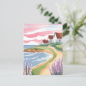 マルタのブドウ園 | 水彩ビーチ絵を描パス ポストカード (スタンド正面)