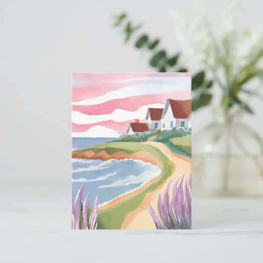 マルタのブドウ園 | 水彩ビーチ絵を描パス ポストカード (スタンド正面)