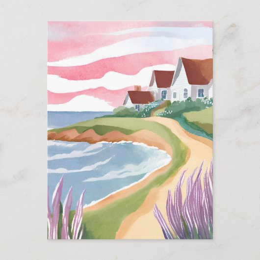 マルタのブドウ園 | 水彩ビーチ絵を描パス ポストカード (正面)