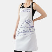 マルタのブドウ畑ヴィンテージマップ#1ネイビーブルー エプロン (インサイチュ)