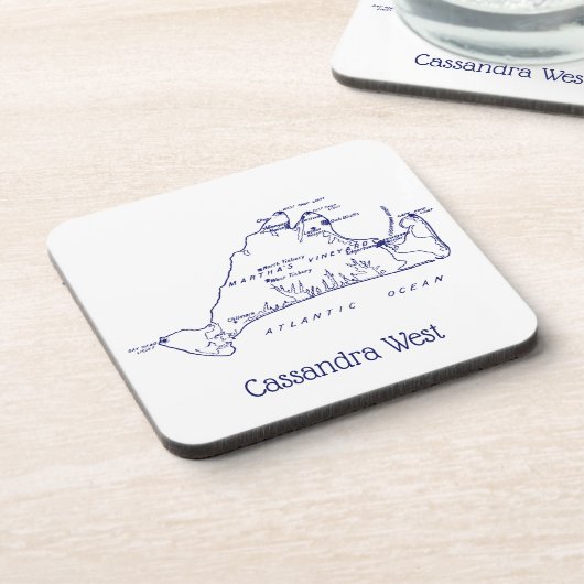 マルタのブドウ畑ヴィンテージマップ#1ネイビーブルー コースター (左側)