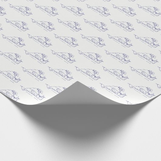 マルタのブドウ畑ヴィンテージマップ#1ネイビーブルー ラッピングペーパー (角)