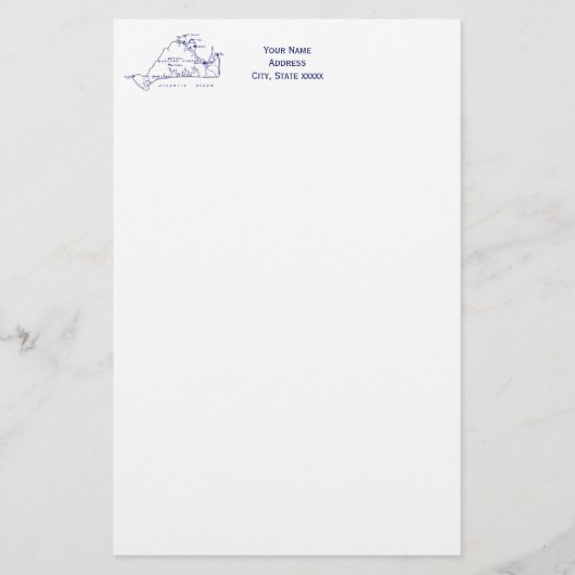 マルタのブドウ畑ヴィンテージマップ#1ネイビーブルー 便箋 (正面)