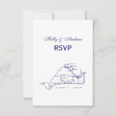 マルタのブドウ畑ヴィンテージマップ#1ネイビーブルー 出欠カード (正面)