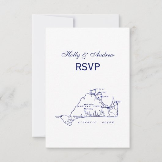 マルタのブドウ畑ヴィンテージマップ#1ネイビーブルー 出欠カード (正面)