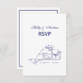 マルタのブドウ畑ヴィンテージマップ#1ネイビーブルー 出欠カード (正面/裏面)