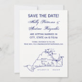 マルタのブドウ畑ヴィンテージマップ#1ネイビーブルー 招待状 (正面)