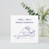 マルタのブドウ畑ヴィンテージマップ#1ネイビーブルー 招待状 (スタンド正面)