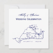 マルタのブドウ畑ヴィンテージマップ#1ネイビーブルー 招待状 (正面)