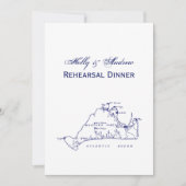 マルタのブドウ畑ヴィンテージマップ#1ネイビーブルー 招待状 (正面)