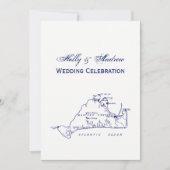 マルタのブドウ畑ヴィンテージマップ#1ネイビーブルー 招待状 (正面)