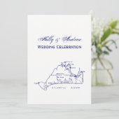 マルタのブドウ畑ヴィンテージマップ#1ネイビーブルー 招待状 (スタンド正面)