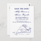 マルタのブドウ畑ヴィンテージマップ#1ネイビーブルー 案内ポストカード (正面/裏面)