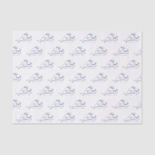 マルタのブドウ畑ヴィンテージマップ#1ネイビーブルー 薄葉紙 (正面)