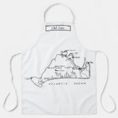 マルタのブドウ畑ヴィンテージ地図#1黒 エプロン (正面)