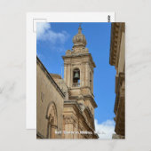 マルタのミディナにある鐘楼。 ポストカード (正面/裏面)