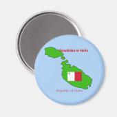 マルタの国旗と地図 マグネット (正面/裏面)