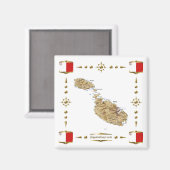 マルタの地図+フラッグマグネット マグネット (正面/裏面)