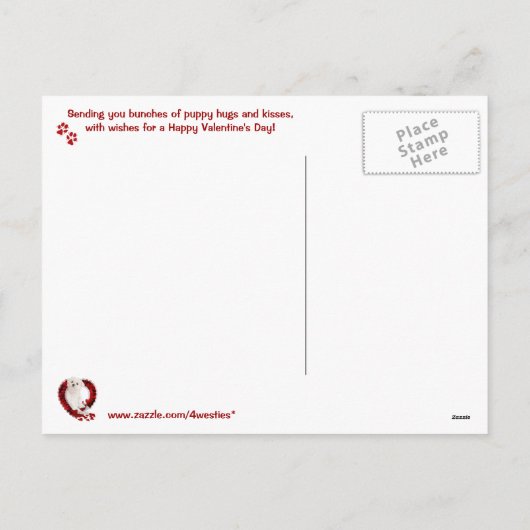 マルタの子犬郵便子犬の抱擁バレンタインを持っています シーズンポストカード (裏面)
