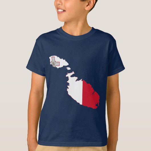 マルタの旗の地図 Tシャツ (正面)