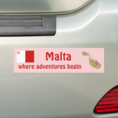 マルタの旗+地図ステッカー バンパーステッカー (車上)