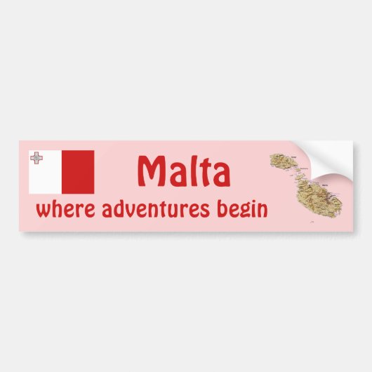 マルタの旗+地図ステッカー バンパーステッカー (正面)