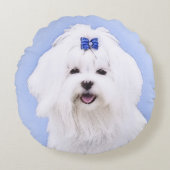 マルタの絵画-かわいい元の犬の芸術 ラウンドクッション (正面)