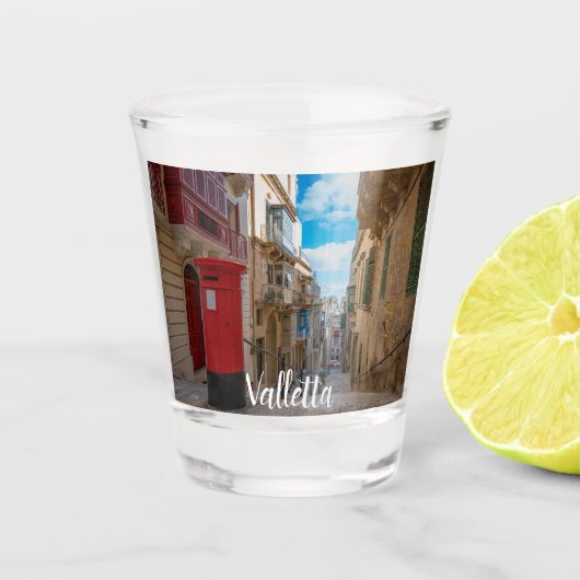 マルタの赤いヴィンテージメールボックス ショットグラス (正面)