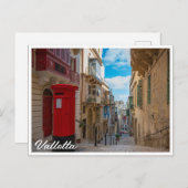 マルタの赤いヴィンテージメールボックス ポストカード (正面/裏面)